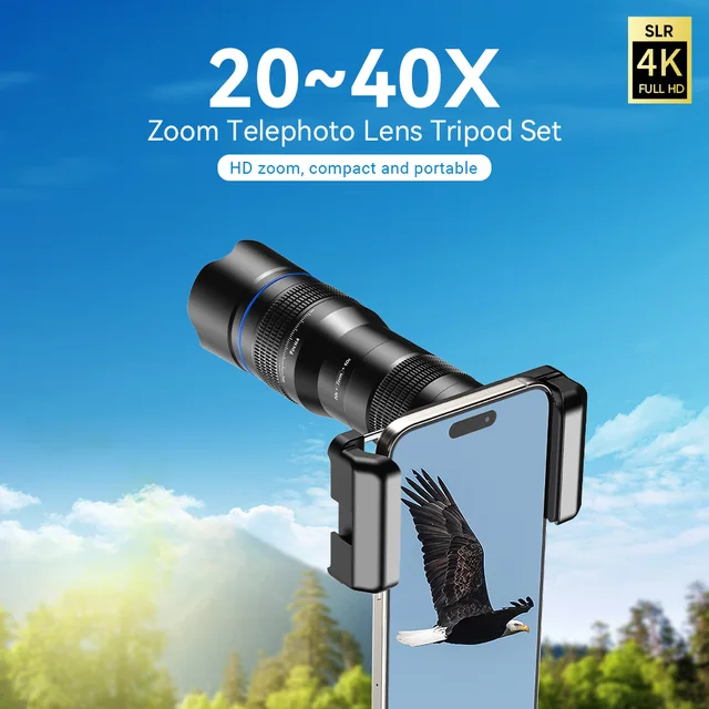 APEXEL New Upgraded Optional HD 20x-40x zoom telescope telephoto lens Camera Phone lens for Samsung iPhone Xiaomi all Smartphone 1