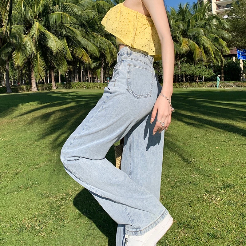 ダークブルーのレディースジーンズ,ハイウエスト,ヴィンテージ