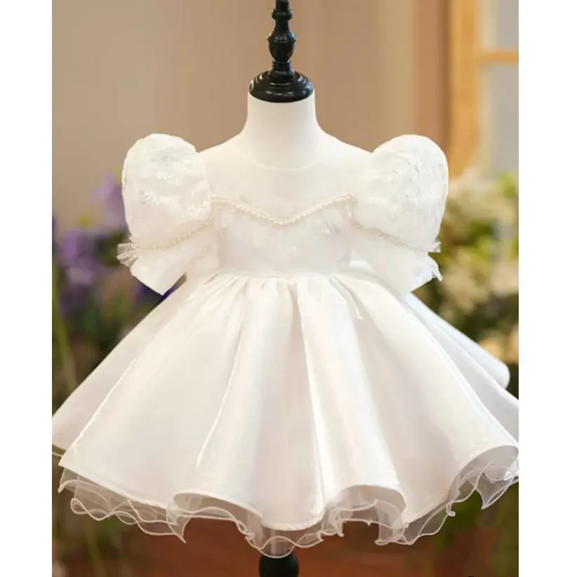 

2023 New Children's Princess Evening Gown Bow Beading Design Birthday Baptism Party Easter Eid Dresses For Girls A2639