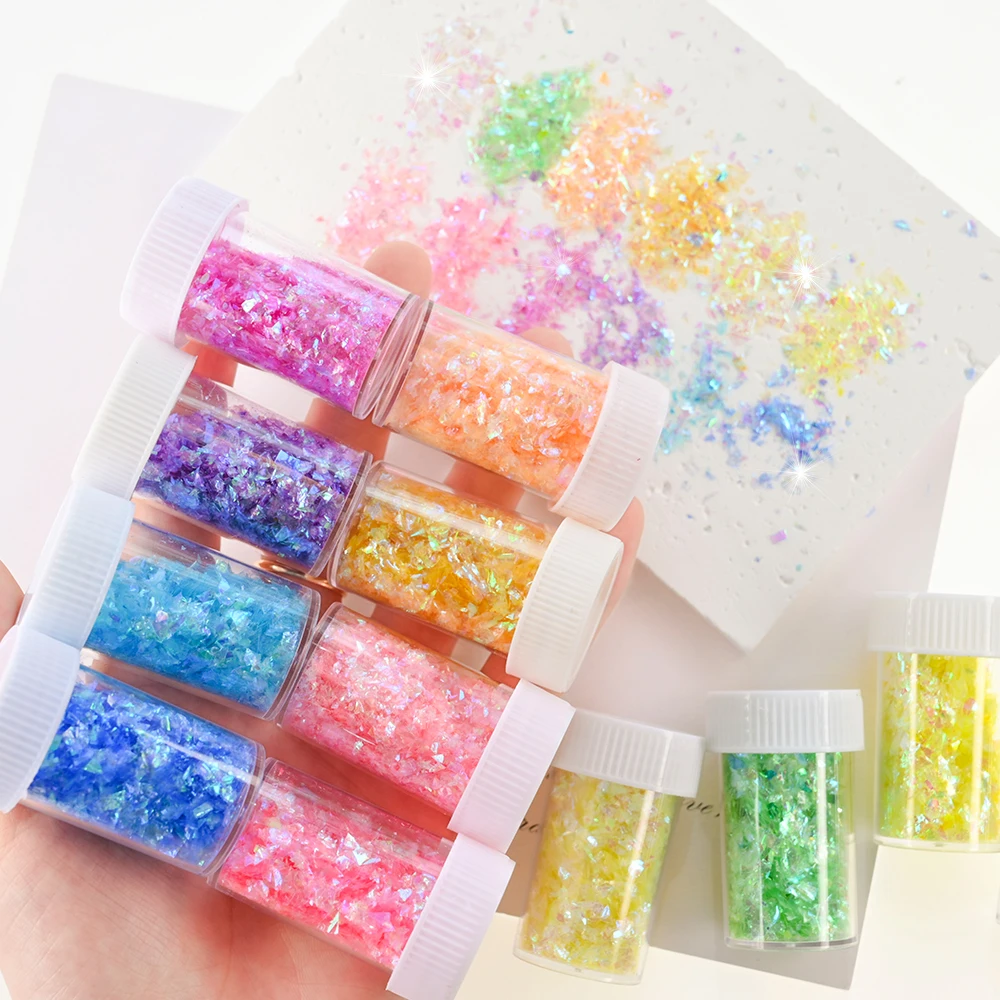 Ab Iridescente Aurora Nail Glitter Flakes Irregolare Sparkly 3D Flakes Paillettes Uv Gel Polish Paillettes Decorazione Per Unghie Fai Da Te