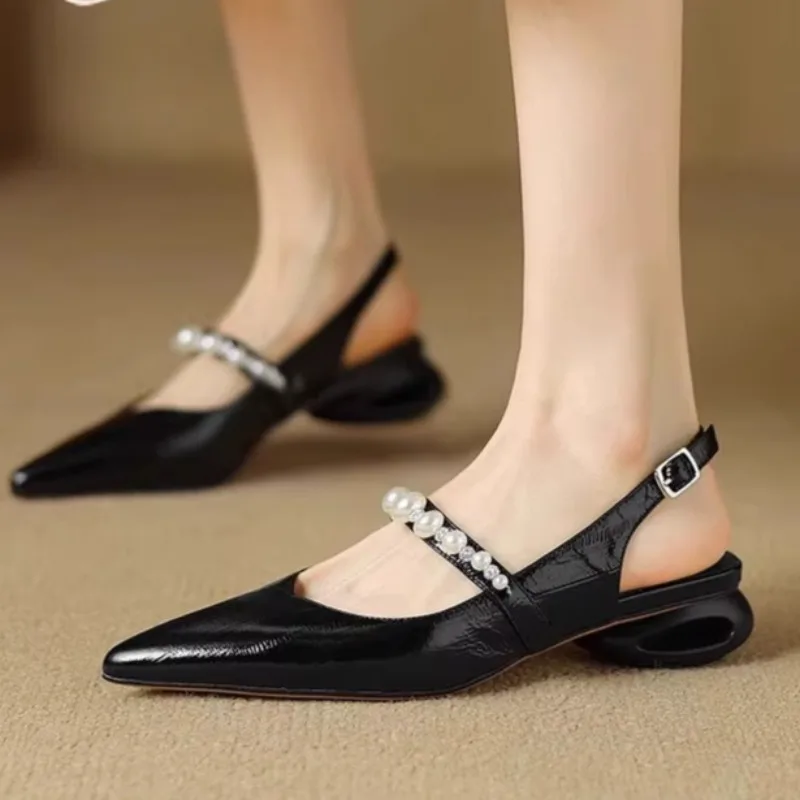 Bead High Heels Sandals Women Pointed Toe Shoes Slippers Slingback Summer Designer Dress Sexy Shoes Woman Pumps Trend Party