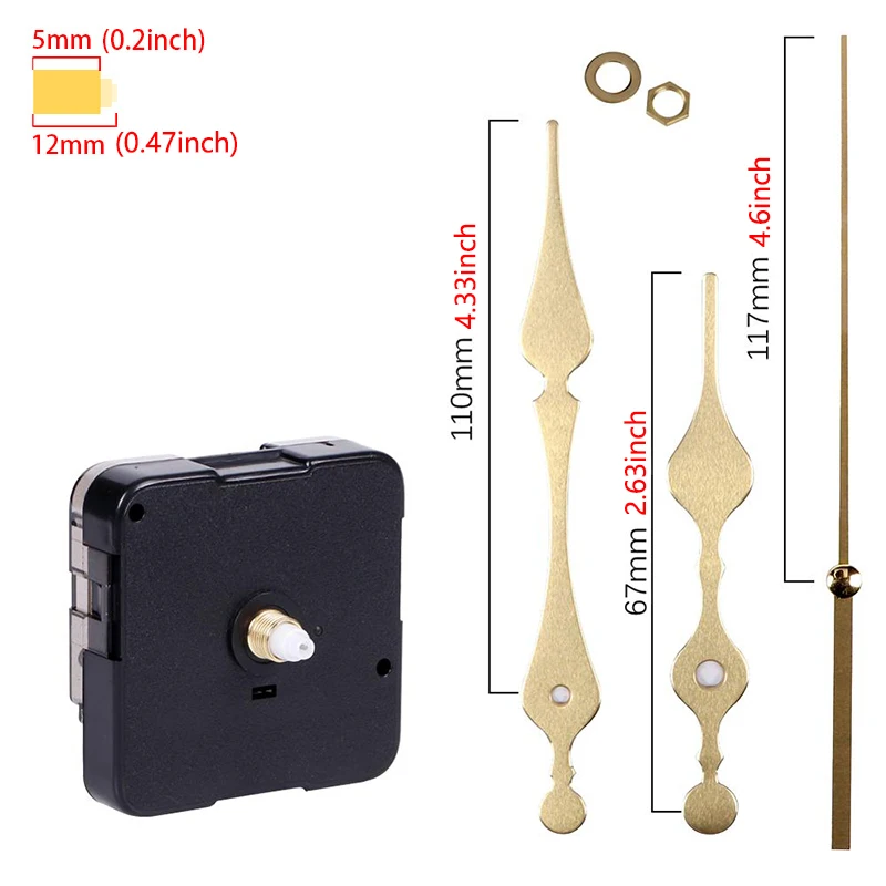 Clock Mechanism Silent Quartz Movement Machine Wall Hands Pointer Set Clockwork Table Long Shaft DIY Watches Repair Parts clock mechanism