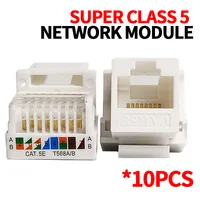 10PCS Cat5e Tool-Less Keystone Jack Connector Adapter, Keystone Module Connector Internet Network Ethernet LAN Cable 1