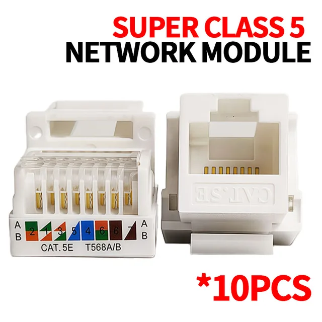 10PCS Cat5e Tool-Less Keystone Jack Connector Adapter, Keystone Module Connector Internet Network Ethernet LAN Cable 1