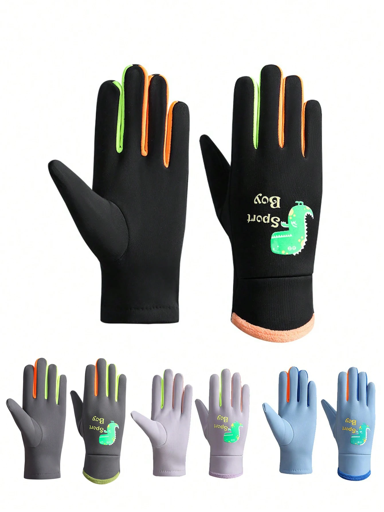 Children Gloves Cartoon Full Finger Gloves Nightlight Windproof Children Ski Gloves Waterproof Winter Warm Snowboard Mittens Outdoor Sports
