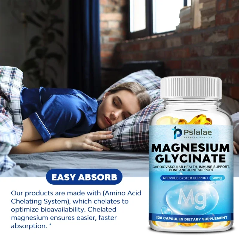 Magnesium Glycinate 500mg-Supports Muscle, Nerve, Joint and Heart Health, Promotes Deep Sleep