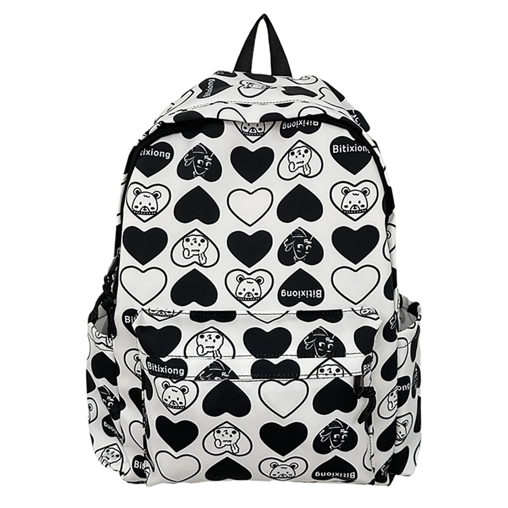 Nylon Heart Pattern School Backpack for Students