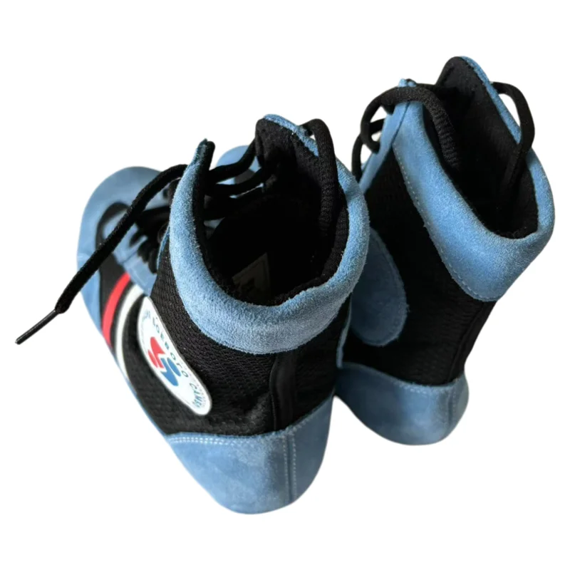 Sambo Wrestling Shoes Blue and Red Professional Fighting Leather Sneakers Training Soft Bottom САМооборона Без Оружия Shoe