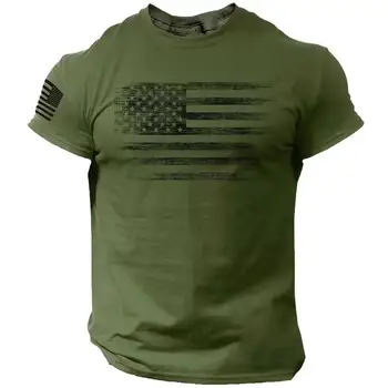 Nuova T-shirt da Palestra 2026 per Uomo, Stampa 3D Bandiera USA, Maglietta Oversize Casual a Maniche Corte, Abbigliamento Sportivo Estivo, T-shirt e Top da Uomo