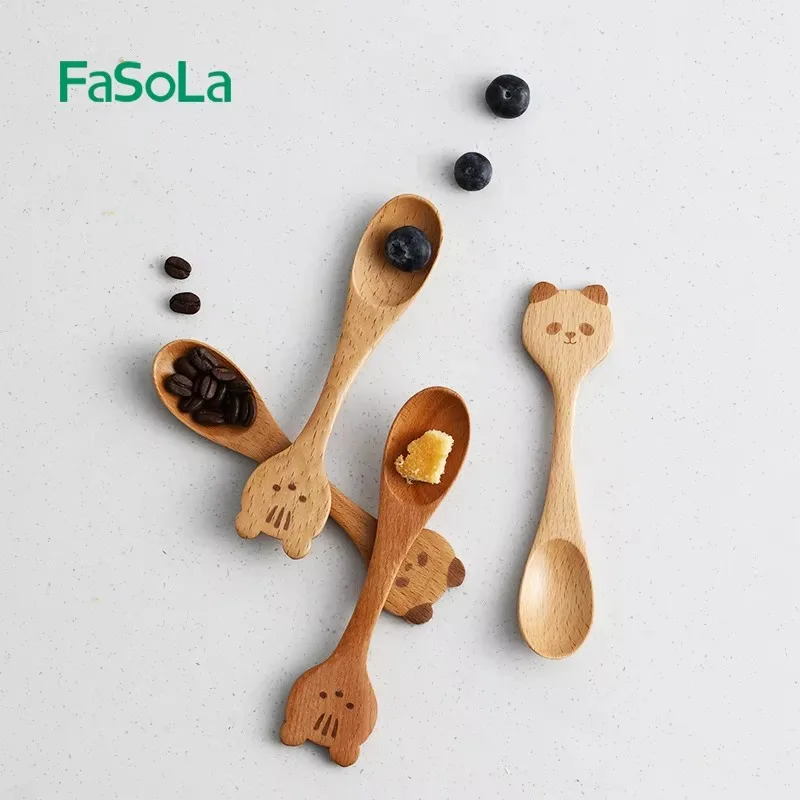Wooden Spoon Small Ellipse Smooth for Honey Coffee Serving