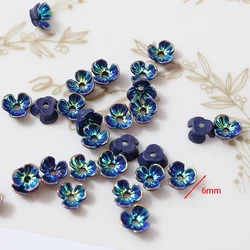 100pcs Mini Resin Flower Petals - Shimmering AB Colors for DIY Jewelry & Nail Art Decor (Navy blue)