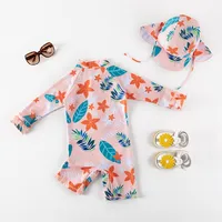 2023 Fashion Swimming Set For Kids Baby Girl Swimwear Surf Suit bathing Pool Beach Swimwear+Cap Outfit 2