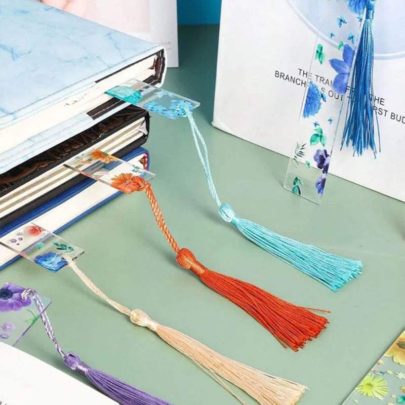 Acrylic Flower Printed Bookmark Flower Book Markers Page Clip for Book Lovers Writers Readers Monking
