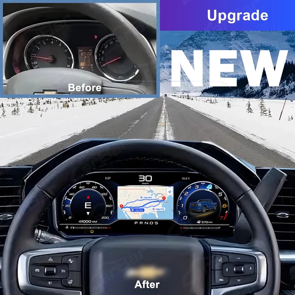 Pantalla LCD de 12.3 Pulgadas para el Tablero de Instrumentos del Automóvil, Velocímetro Digital para Chevrolet Silverado 2013-2019 GMC Sierra 2
