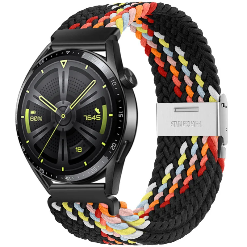Nylon Watch Strap with Magnetic Buckle and Metal Adjustment Band, 22mm/20mm