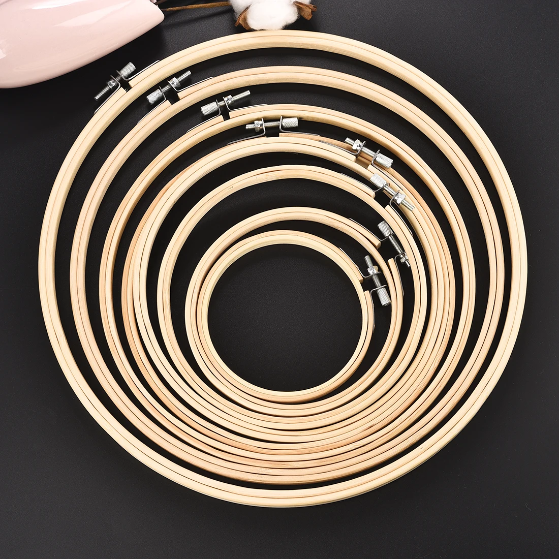 Embroidery Hoops Frame Set Bamboo Wooden Hoop Rings Home DIY Cross Stitch  Tools