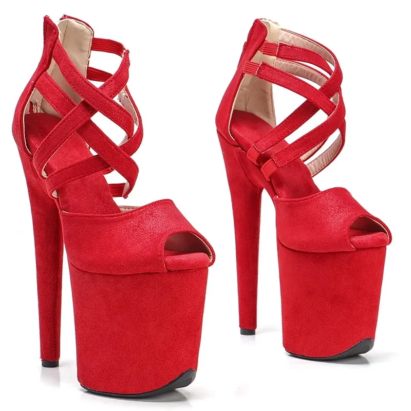 

Женские замшевые босоножки, босоножки на высоком каблуке 20 см/8 дюймов, обувь для танцев на открытом каблуке, 203