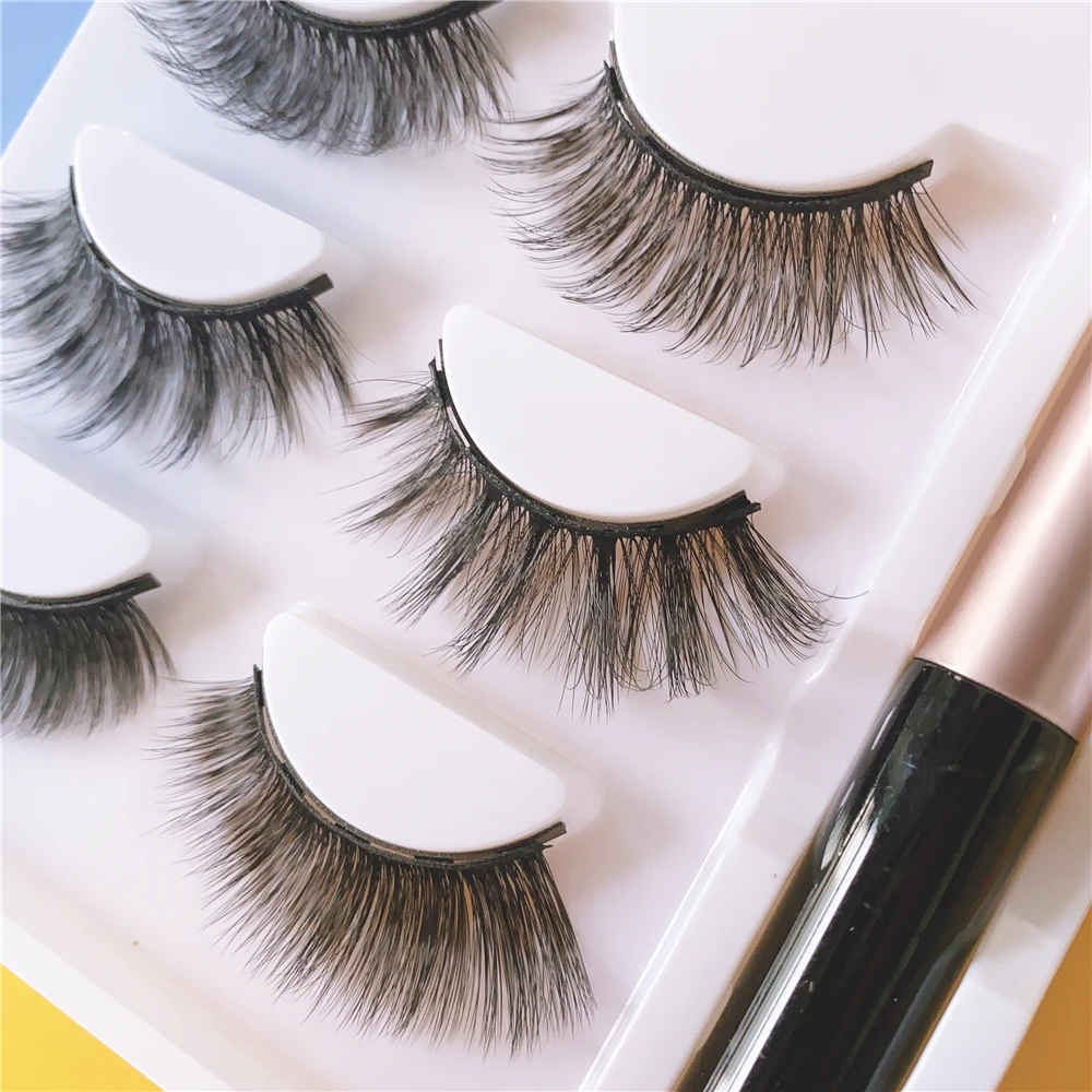 Fake Eyelashes Magnetic Eyelashes 3D Mink Eyelashes Makeup Magnetic Lashes Eyeliner Tweezers Set