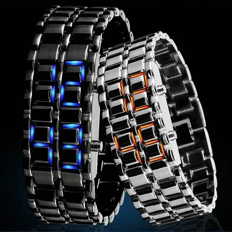 

Lava Iron Samurai Mens Watch Stainless Steel LED Digital Watches Men Sports Watches Relojes Para Hombre Relogio Masculino