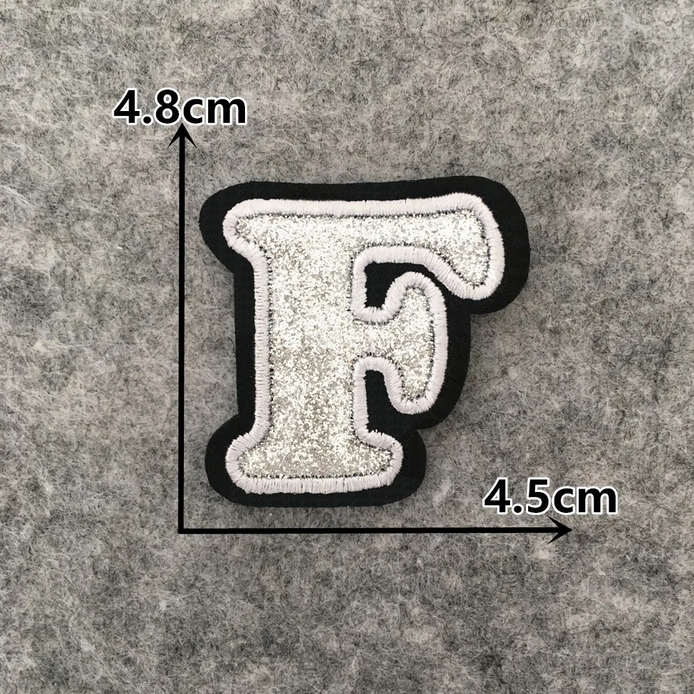 English Silver Letters Embroidery Iron-On Patches - Hot-Melt Adhesive DIY Clothing Embellishments (Set of 26)