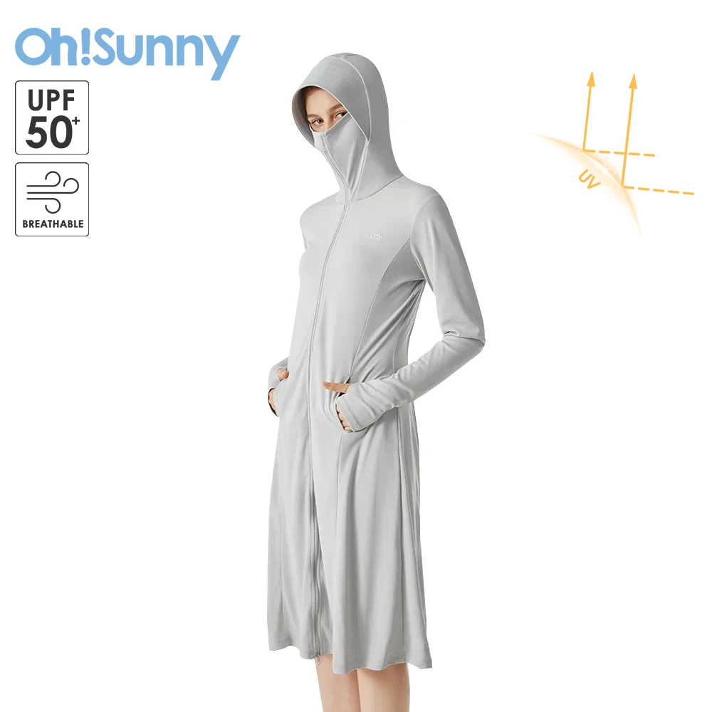 OhSunny Summer Women Long Sleeve Windbreaker With Hooded Sun Protection Clothing UPF50+ Breathable Thin Sports Beach Jackets