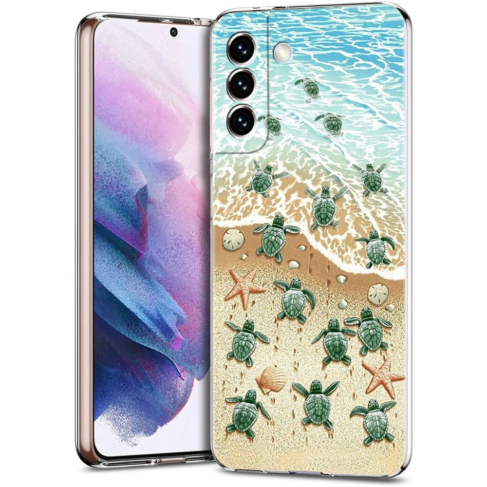 Ocean Blue Sea Turtle Cartoon Soft Clear Phone Case