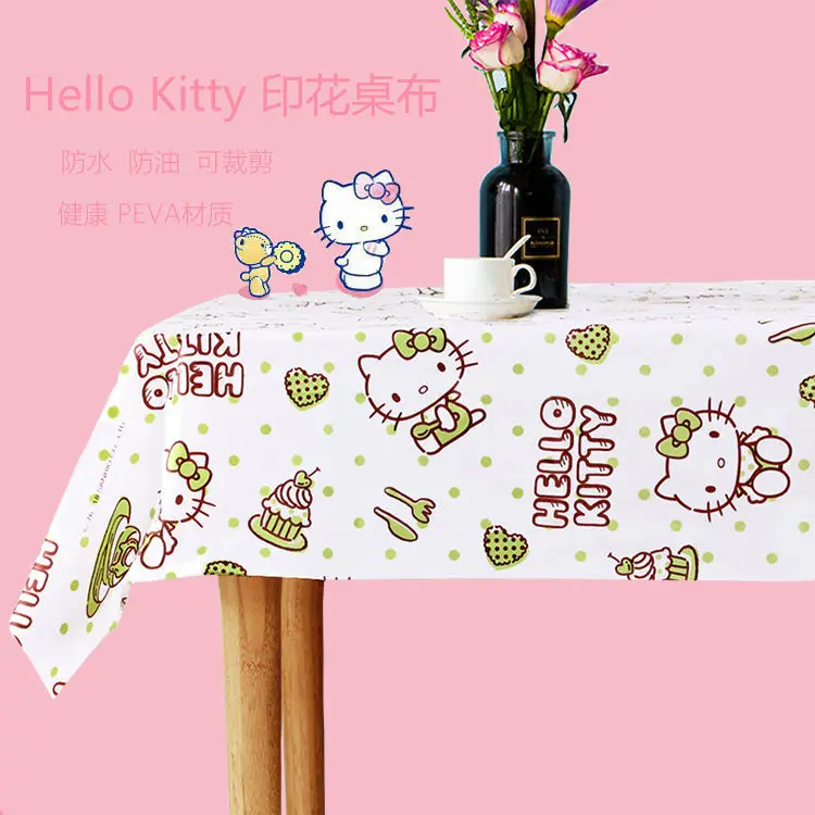 Hello Kitty Printed Tablecloth Kitchen Waterproof Thicken Antifouling Tablecloth 132*178cm Cutable Outdoor Picnic Cloth