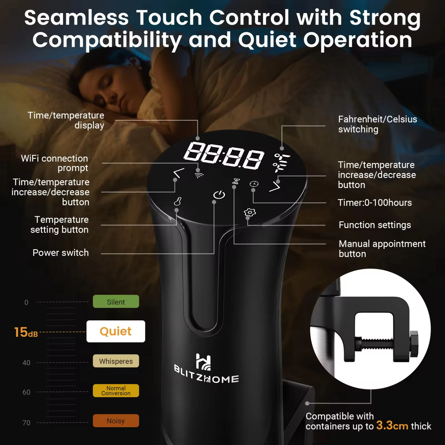 Sous Vide Cooker 1100W -appliance Monsieur Cuisine Smart Slow Cooker with LCD Digital Accurate Control 4