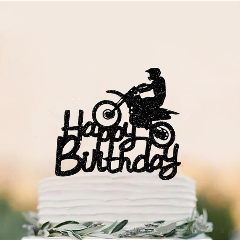 Topper de bolo de moto, tema de motocross, festa de aniversário, topper de  bolo de bicicleta esportiva, decoração de festa - AliExpress