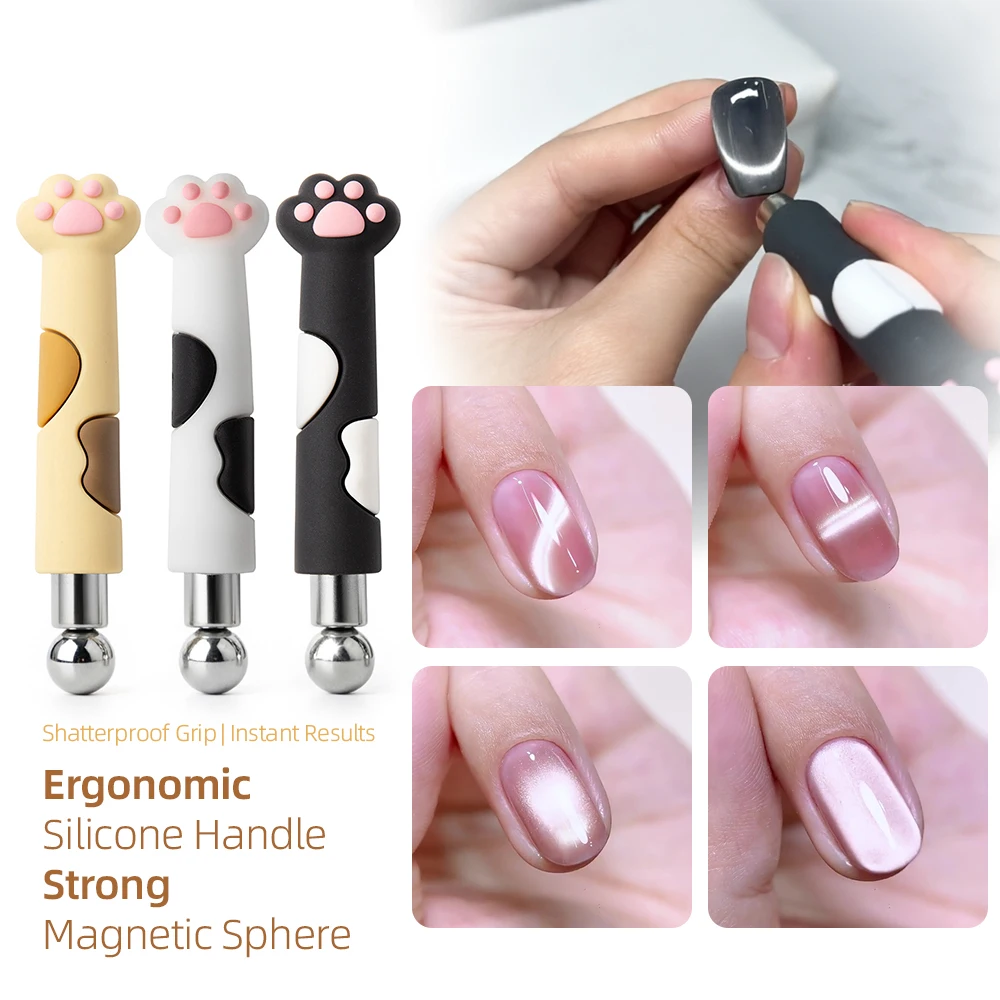 Ergonomic Cat Paw Nail Magnet with Silicone Handle and Shatterproof Glass