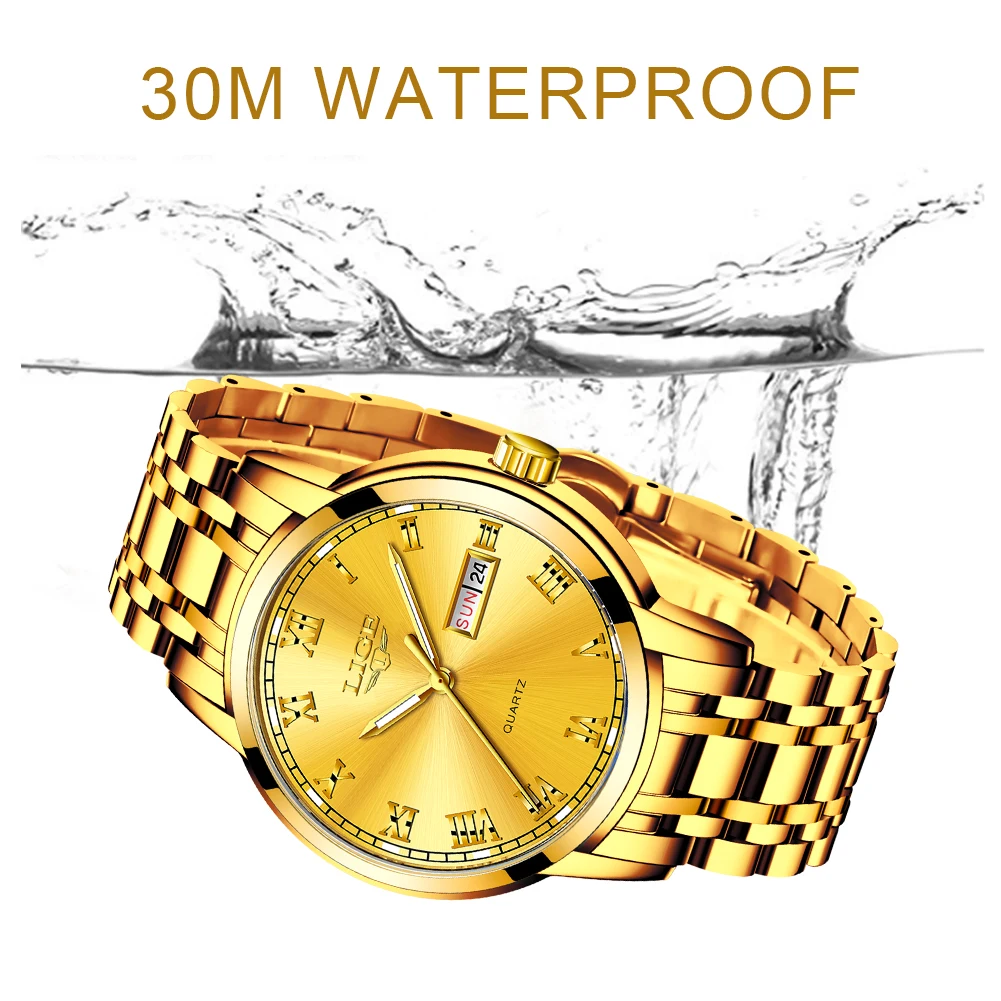 LIGE Watch for Men Top Brand Luxury Men Watches Stainless Steel Business Waterproof Wirstwatch Man Quartz Watches with Calendar