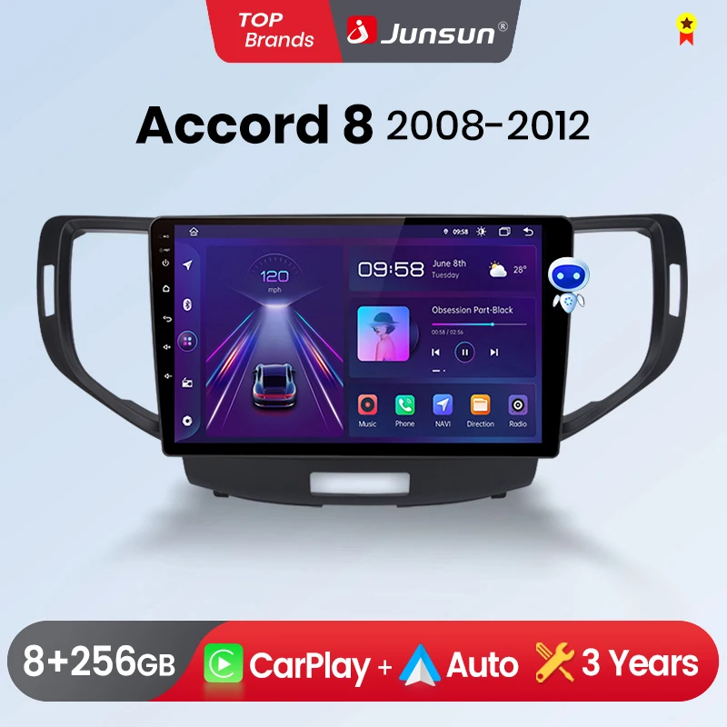 Junsun Wireless CarPlay Android Auto Car Radio for Honda Accord GPS Intelligent Systems Stereo Multimedia Autoradio