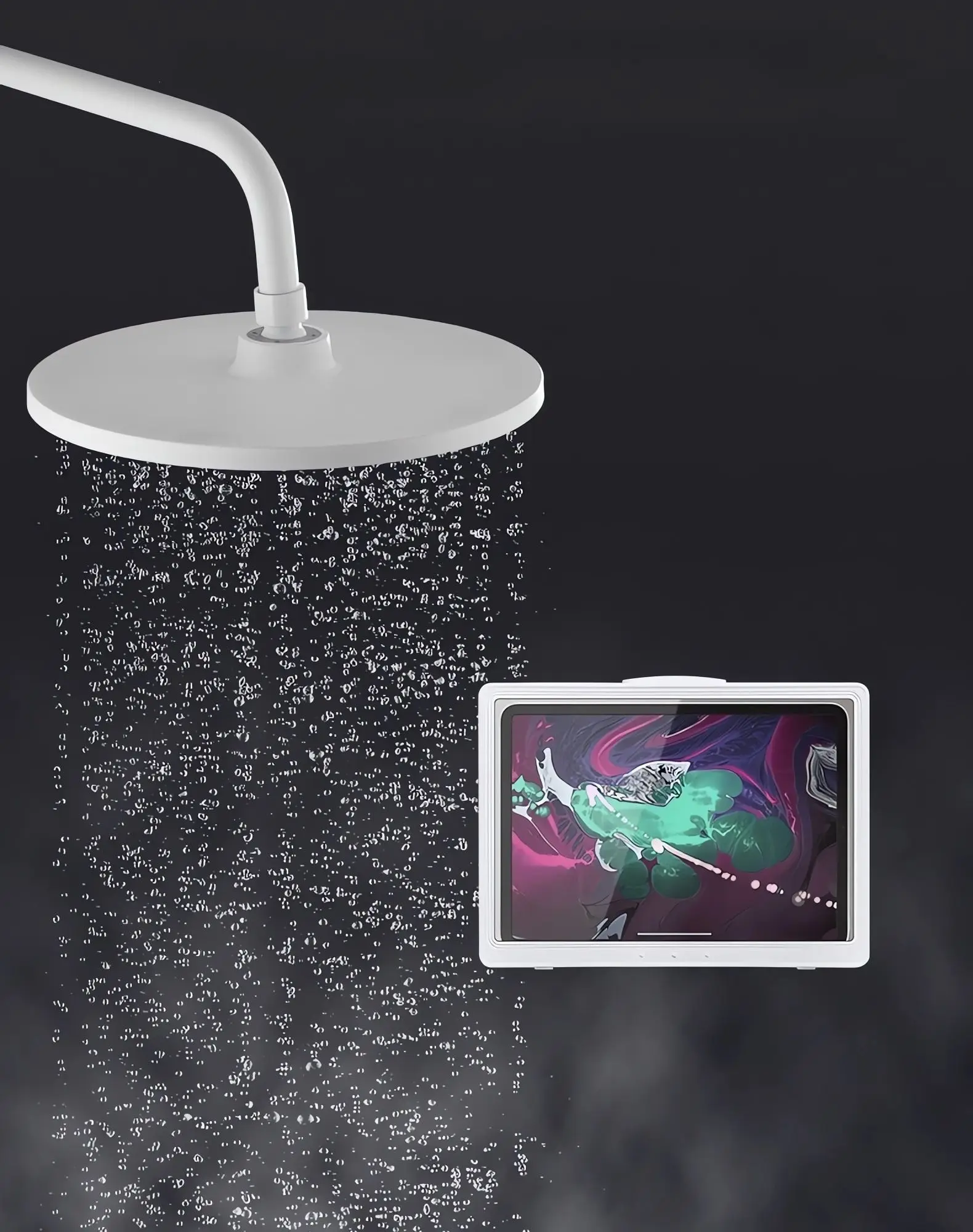 11 Inch Shower ipad Phone Holder Waterproof Case Box Wall Mount HD Anti-Fog Touch Screen Tablet Shelves Bathroom/Kitchen Bracket shower phone holder