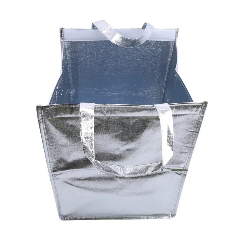 1Pc Silver Insulated Thermal Cooler Bag – Large Square Aluminum Foil Lunch Tote for Cak... - SKU ITCB1619 - UGI Packaging