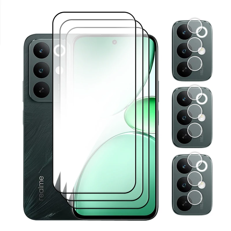 6-in-1 Premium Tempered Glass Screen Protector with Lens Film - Full Coverage 2.5D