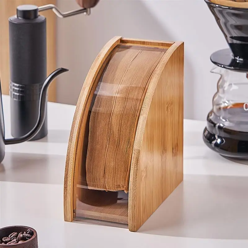 Storage Rack Tabletop Filter Stand Cone Coffee Filtering Paper Desk Organizer Shelf Filters Holder Wooden