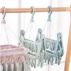 32-clip Large Capacity Plastic Socks Hanger, Underwear Durable Clothes Drying Rack, Clothes Rack For Baby, Household Storage 4