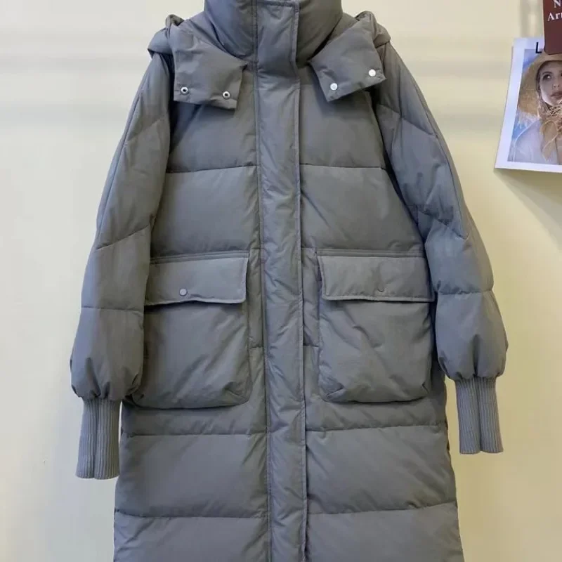 2024 New Women Down Jacket Winter Coat Female Extended Version Parkas Loose Thick Warm Outwear Hooded Leisure Time Overcoat