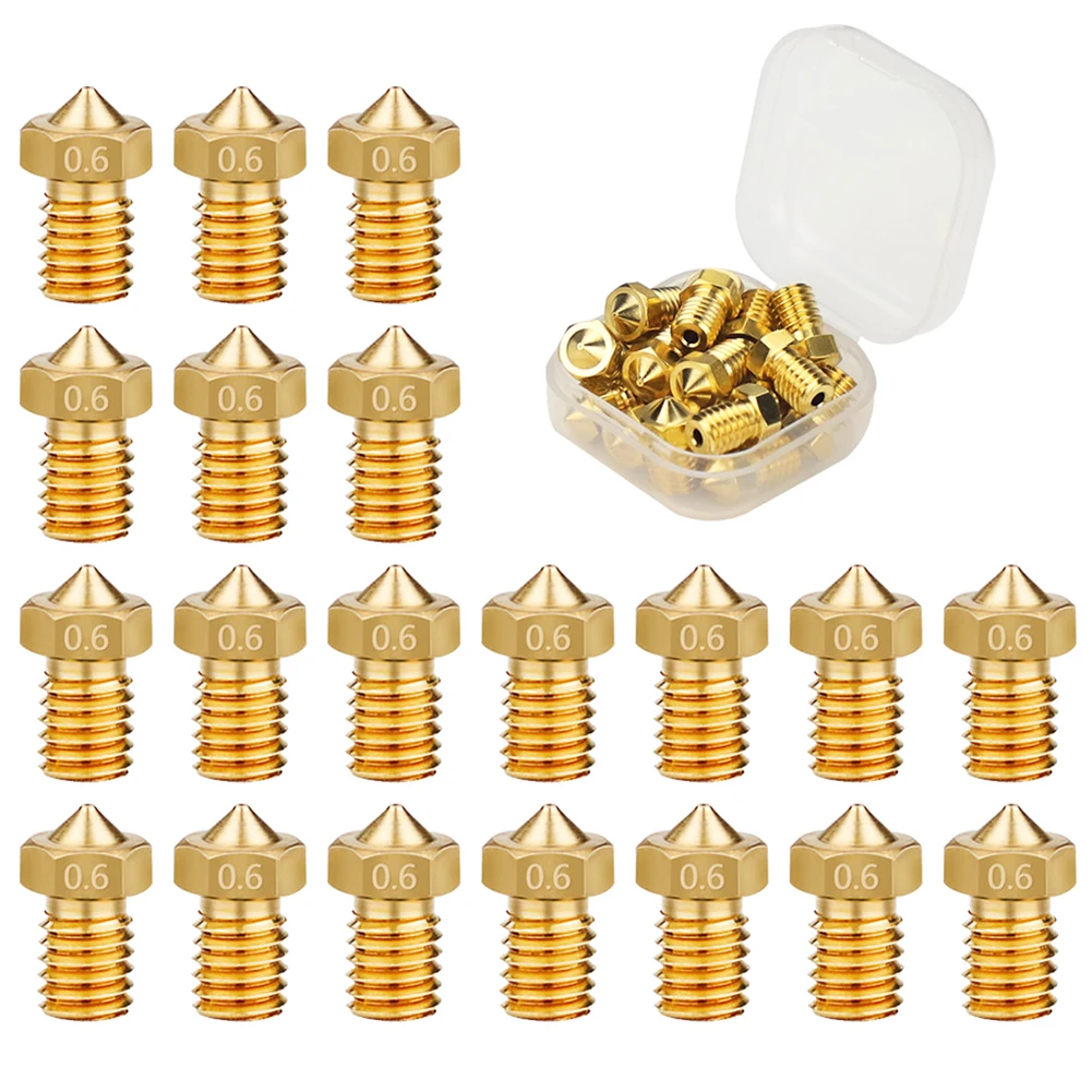 10/20pcs 3D Printer Nozzles 0.2-1.0mm M6 Threaded Nozzles Extruder Hot End Kit for Anycubic i3 Mega 3D Printer Parts Accessories