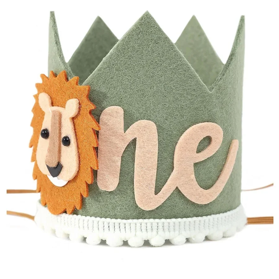 1 Stück, Jungle Safari 1. Jahrestagskrone – Löwe-Hut zum ersten Geburtstag, Wild One-Geburtstagsdekoration, Safari-Dekoration zum 1. Geburtstag – Detail 5