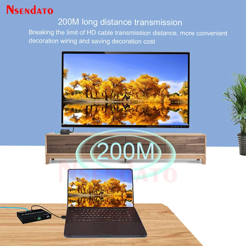 4K 200M HDMI IP KVM USB Extender h.265 Over Cat5e/6 Rj45 Ethernet HDMI KVM Video Transmitter Receiver Kit Support Mouse Keyboard