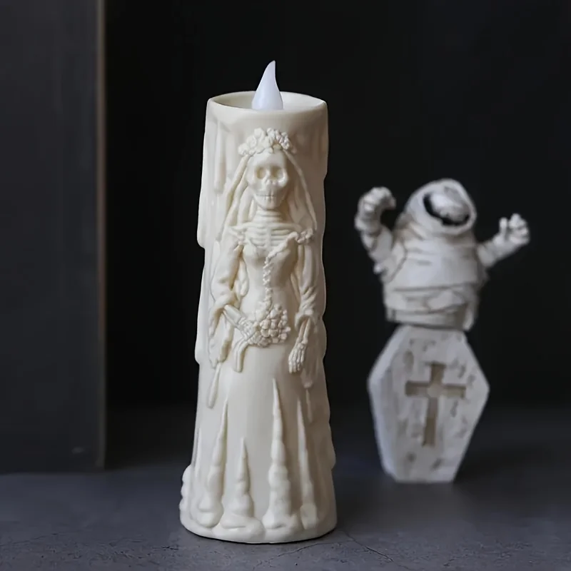 Halloween Skeleton Lamp LED Luminous Candle Horror Decoration Prop Ghost Groom Bride Couple Lamp Ornament Halloween Decor 6