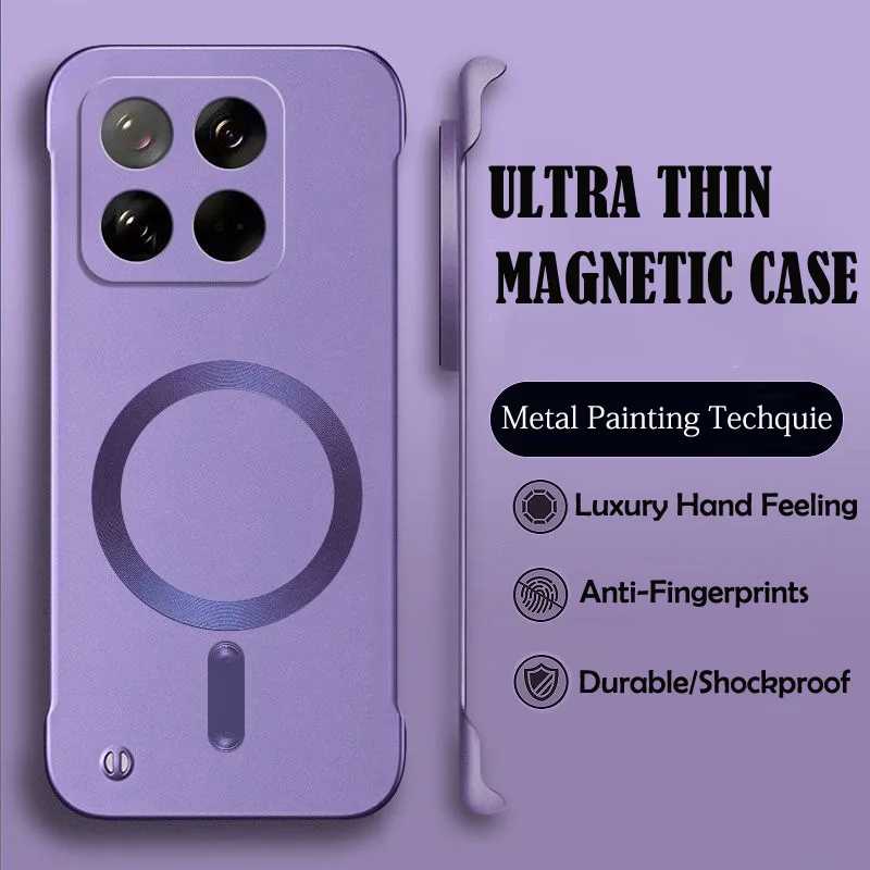 Luxury MagSafe Wireless Charging Phone Case with Magnetic Bumper and Hard PC Protective Cover