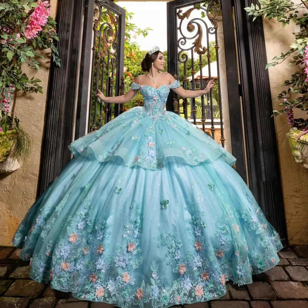 Ball Gown Rental for Your Quinceaera: How I Found the Perfect Aqua Blue 3D  Lace Dress