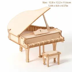 3D DIY Wooden Puzzle Mechanical Toy - Handmade Ship Model Ornament and Christmas Gift (Piano)