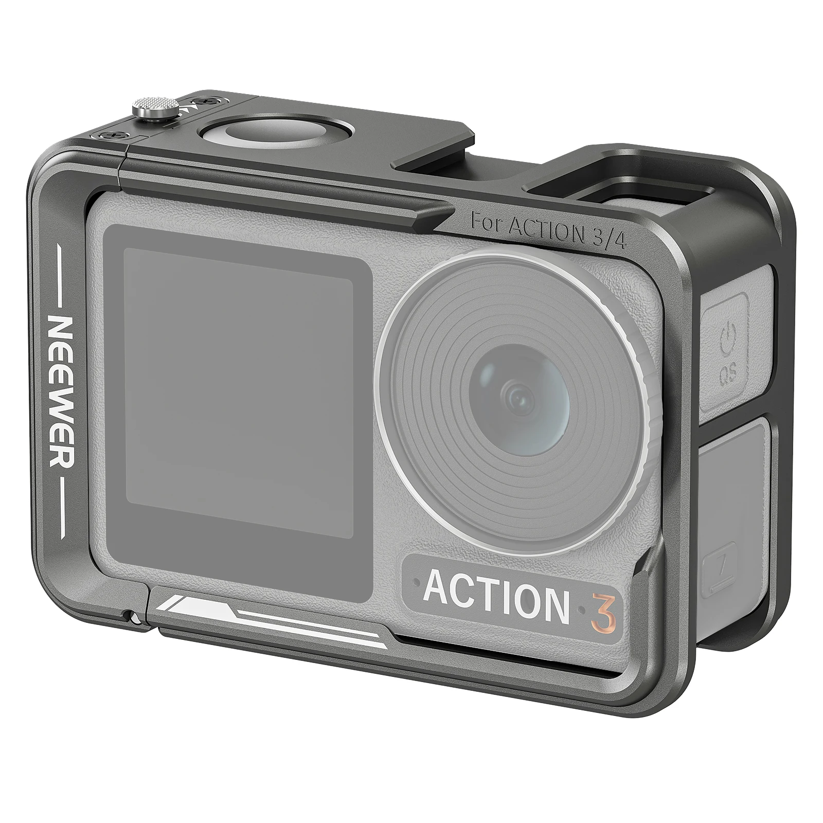 

NEEWER Action 4 Action 3 клетка для камеры, металлическая защитная видеокамера для Osmo Action 4 3 совместима с DJI Mic, с холодным башмаком,