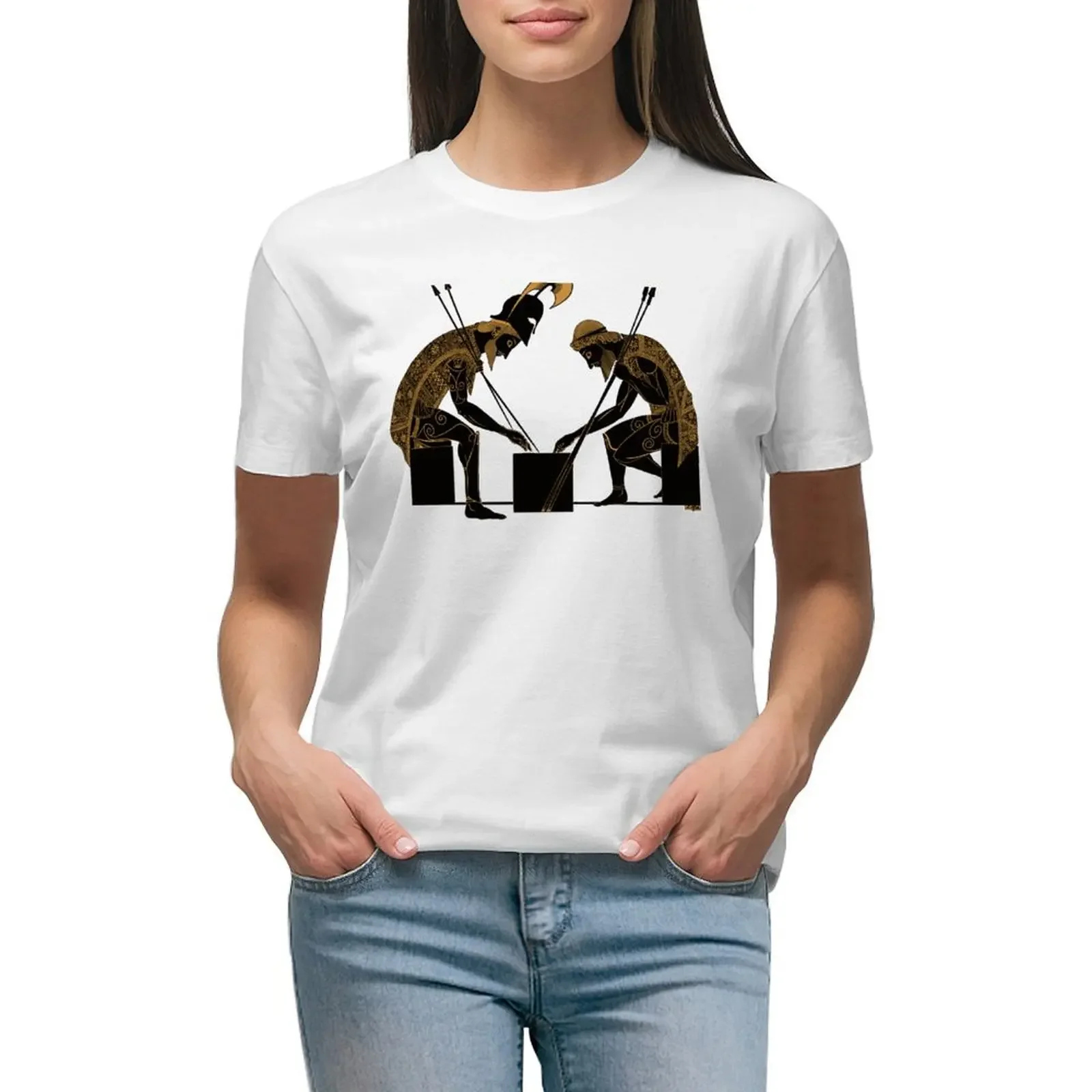 

Achilles and Ajax (bronze) T-shirt graphics aesthetic clothes tees tight shirts for Women