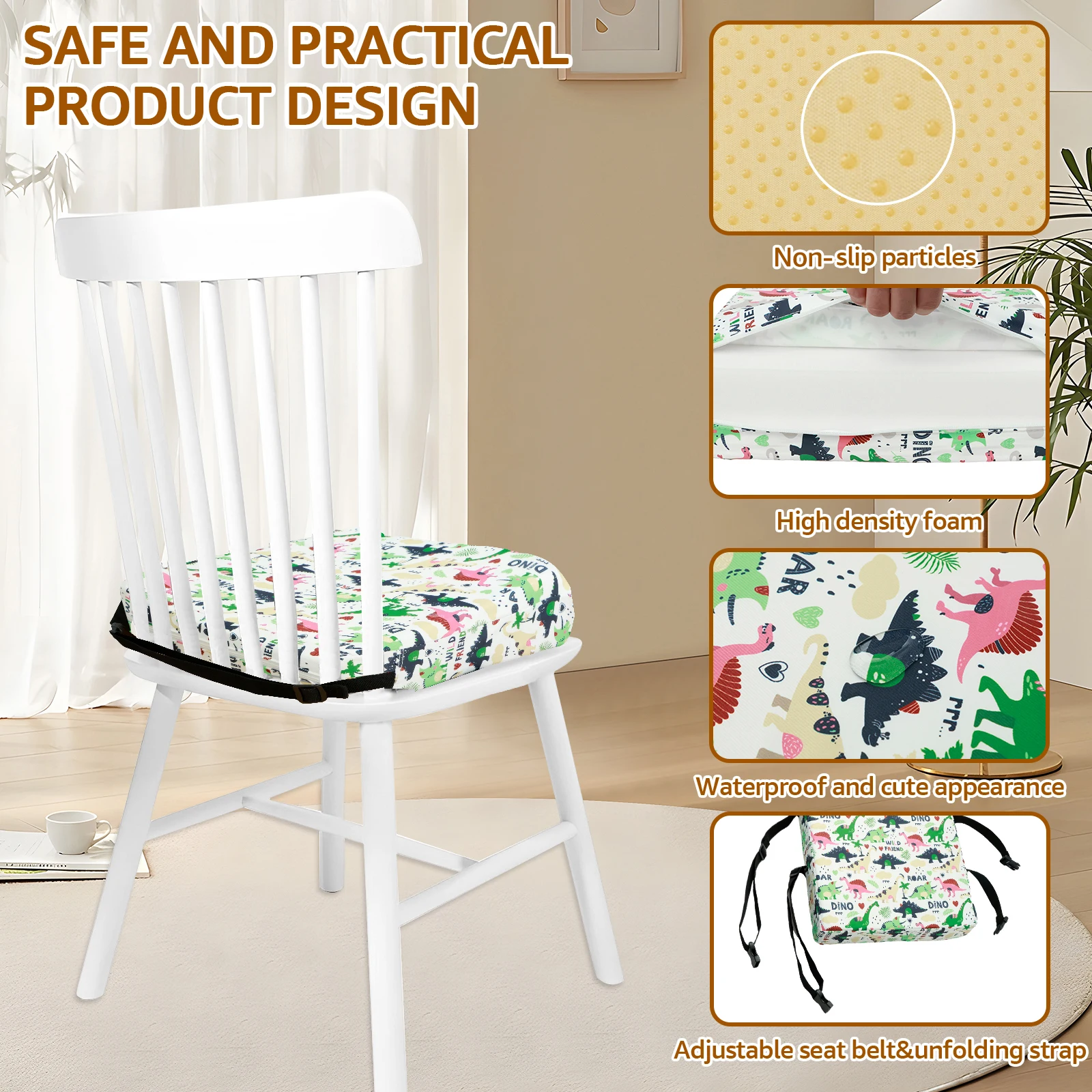 Children Kids Increased Booster Seat Non Slip Booster Cushion Dining Seat Cushions Adjustable Removable Baby Safety Cushions 5