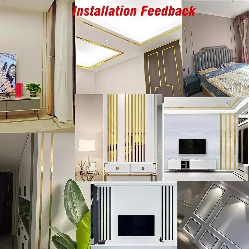 1 Roll Gold wall sticker stainless steel flat decorative lines titanium wall ceiling edge strip mirror living room decoration 6 1 Roll Gold wall sticker stainless steel flat decorative lines titanium wall ceiling edge strip mirror living room decoration 6