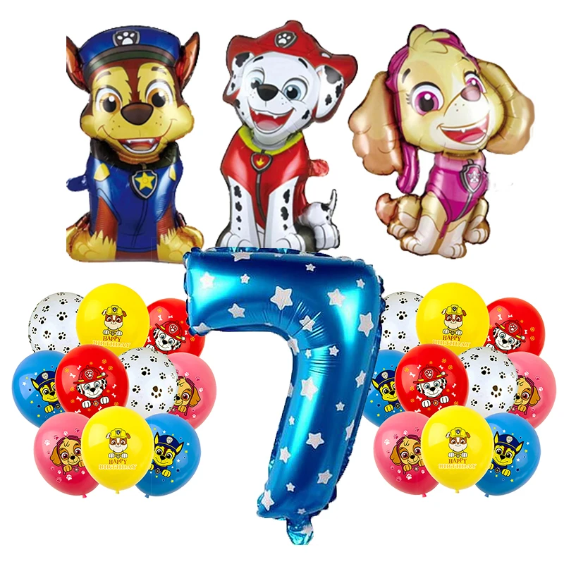 Paw Patrol Birthday Decorations Birthday Backdrop Banner Plates Cups Paper Tableware Set Balloons Kids Boy Party Supplies